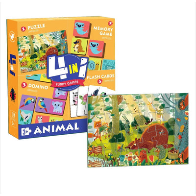 Juego De Mesa 4 En 1 Puzzle-memoria-domino-cartas Niños