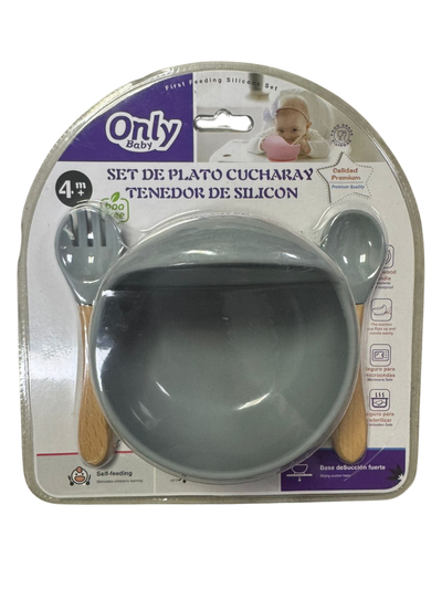 Set Bowl Con Cubierto- Cuchara Silicona -madera Niños