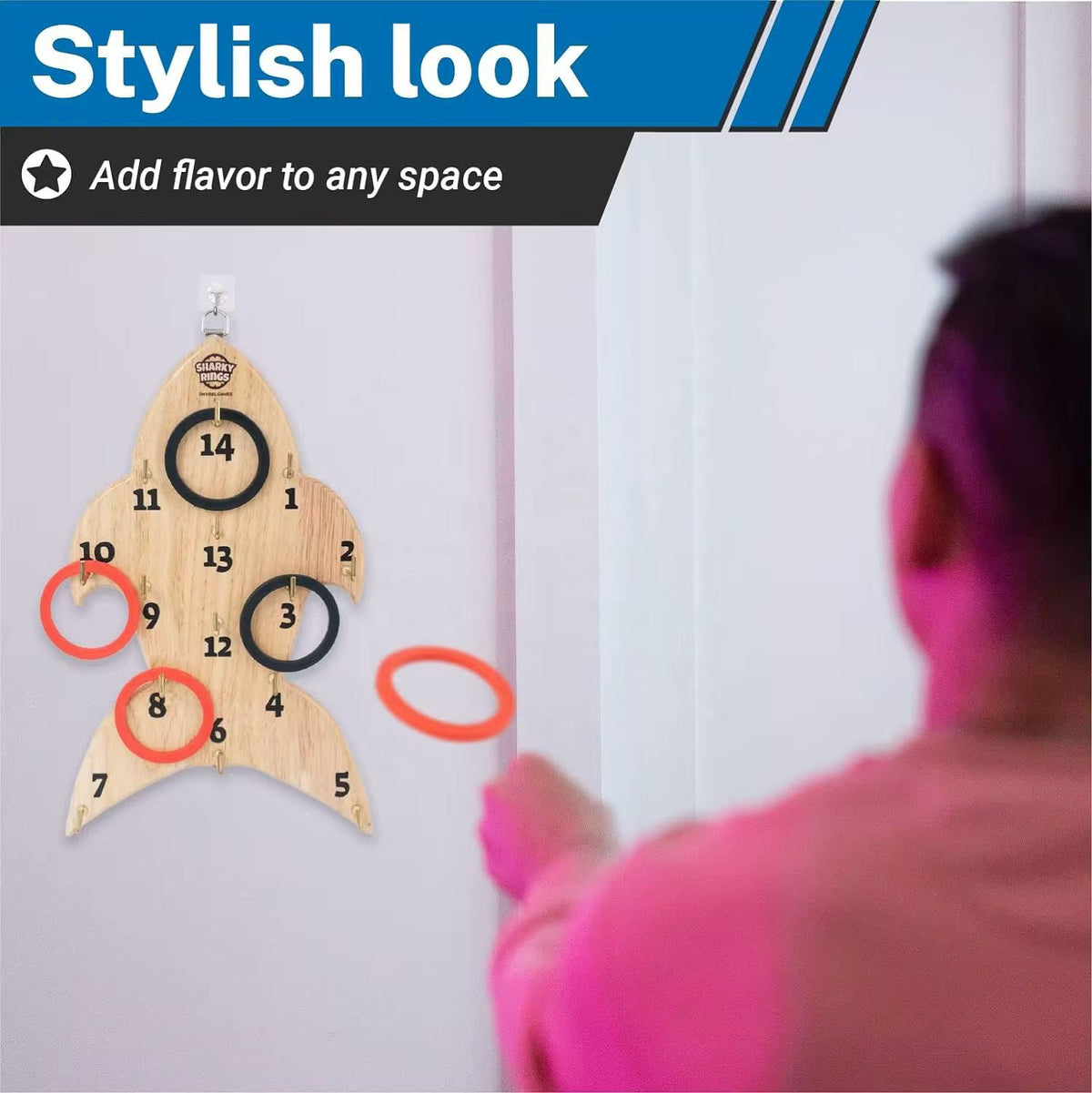 Juego De Lanzamiento Argollas Tira Aros Pared Tiburon
