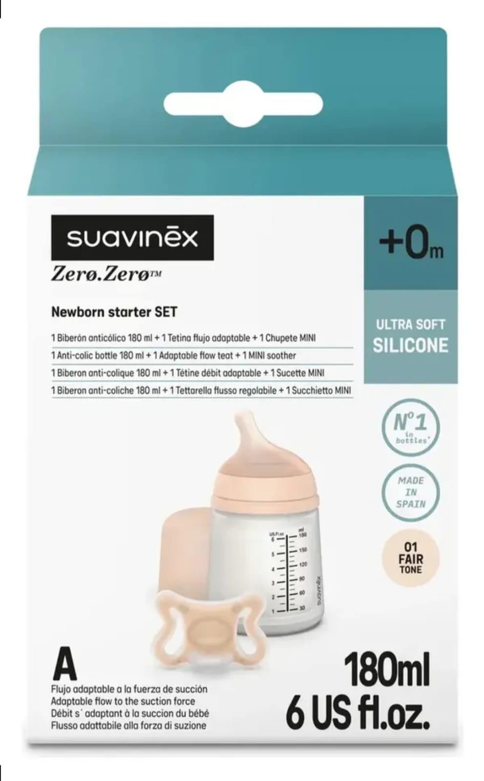 Set  Zerø Zerø Mamadera 180ml+chupete Suavinex