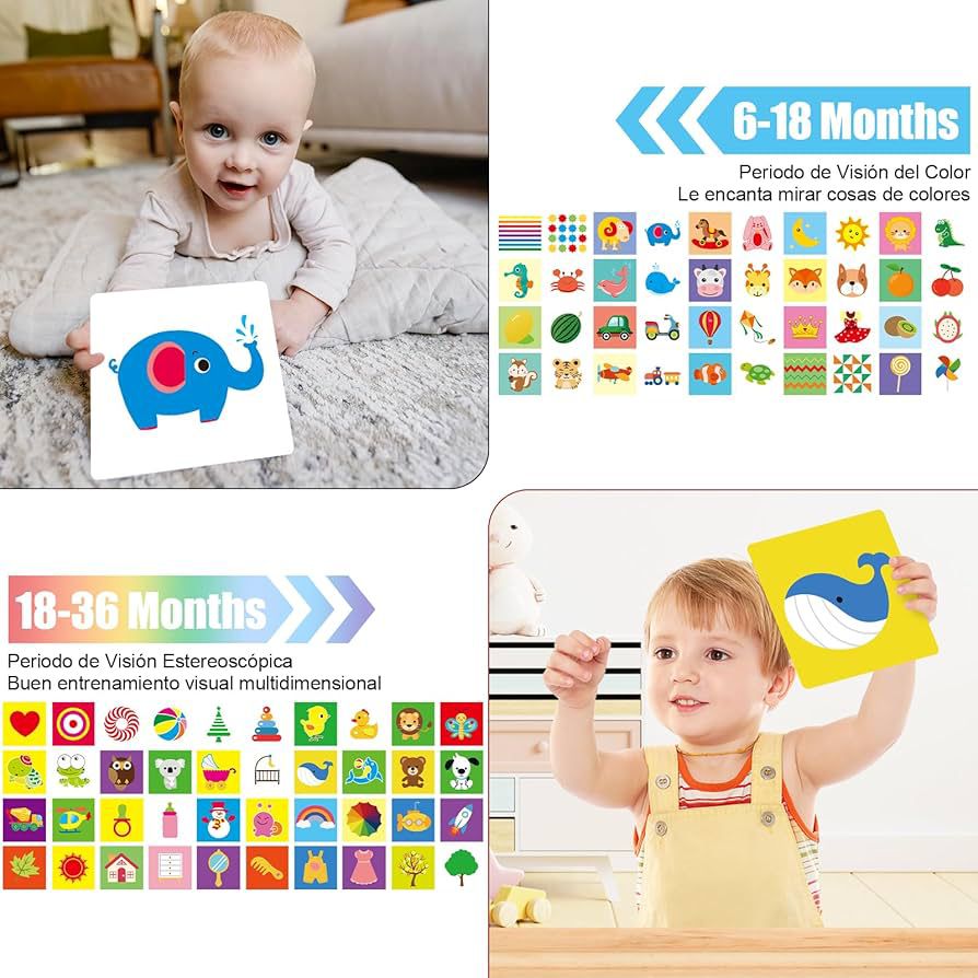 Set Tarjeta Estimulación Visual Cognitivas Bebé 0 -36 Meses