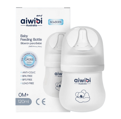 Mamadera Anticólico De Vidrio - Silicona Aiwibi 120ml