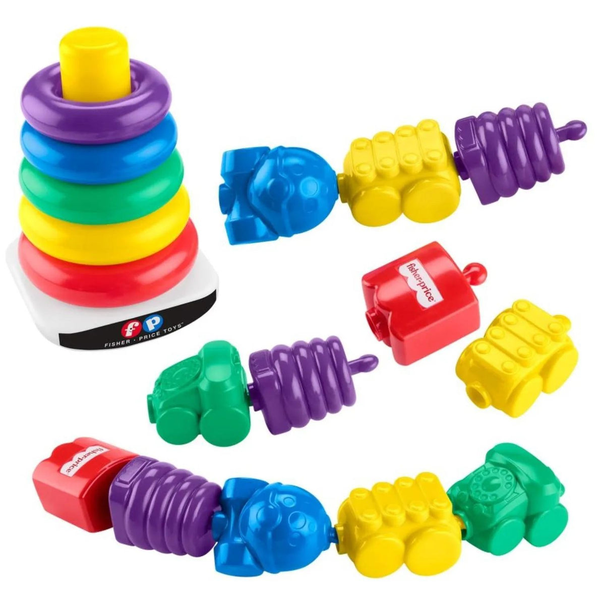 Kit Pila De Aritos Y Piezas Encaje Fisher Price Clásico