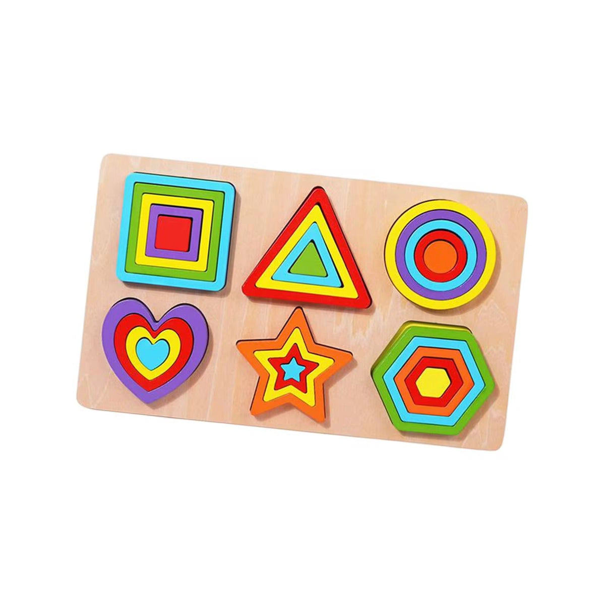 Tabla De Encaje Formas Geometricas Multicolor Madera