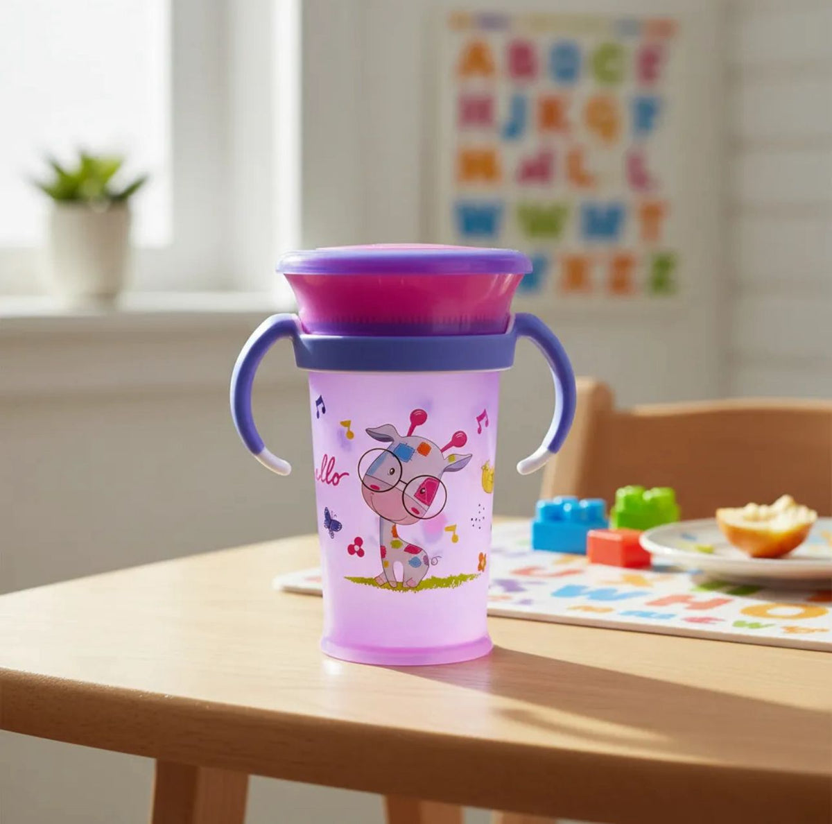 Vaso Con Asas Antiderrame 360º Para Niños Con Tapa