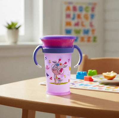 Vaso Con Asas Antiderrame 360º Para Niños Con Tapa