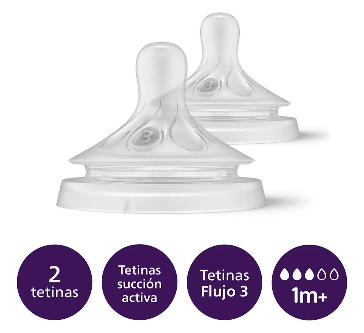 Tetinas Natural Response  Avent  1m+ Flujo 3 Repuesto