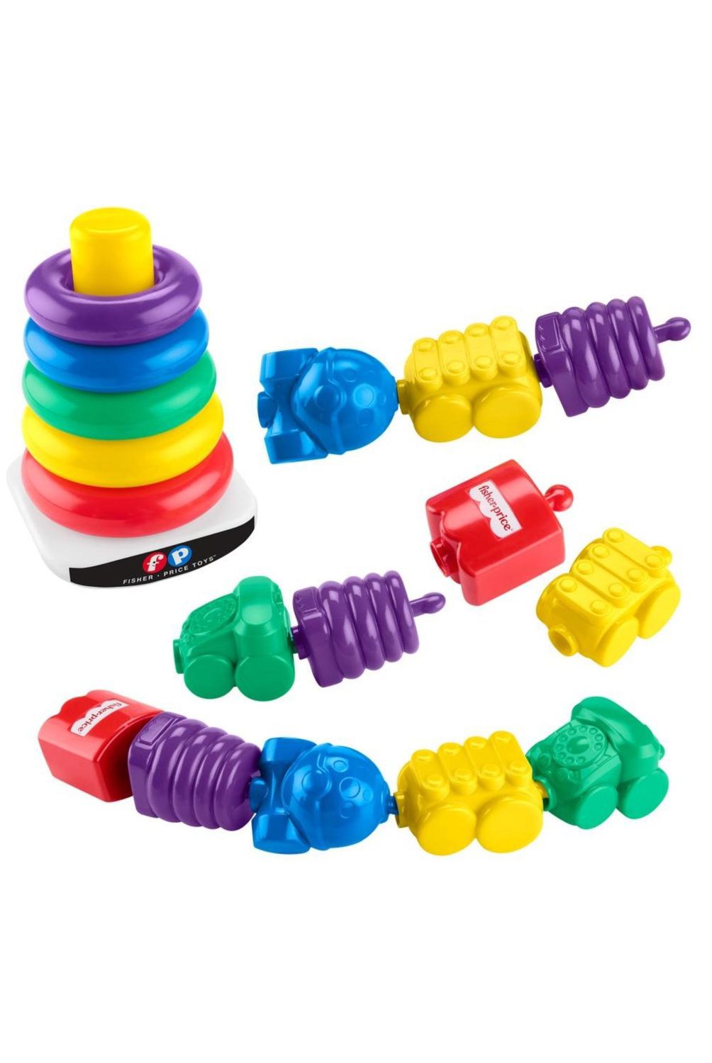 Kit Pila De Aritos Y Piezas Encaje Fisher Price Clásico