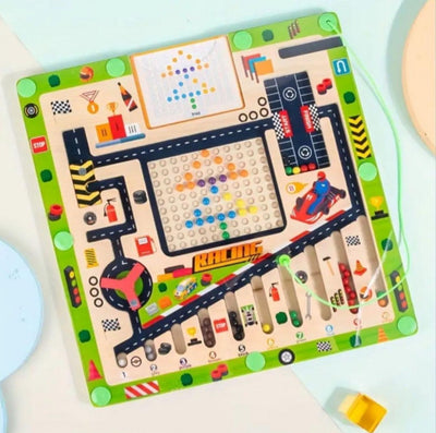 Tablero De Encaje Y Puzzle Magnetico Autos Juego Didactico