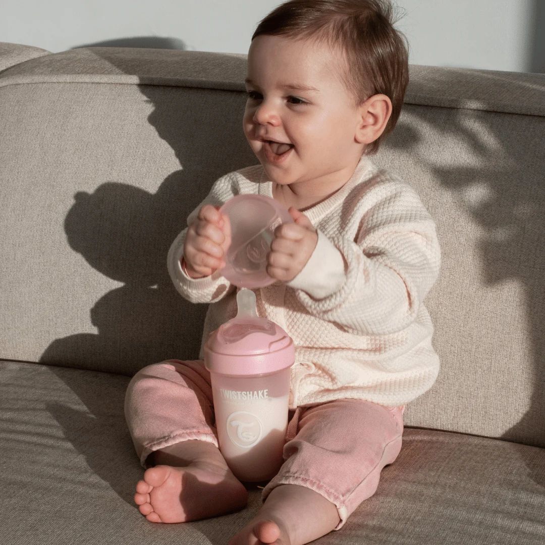 Mamadera Anticólico Twistshake Double Pro 260ml Rosado