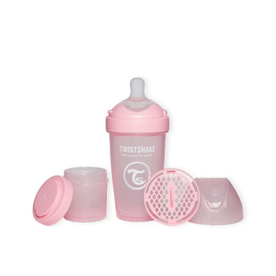 Mamadera Anticólico Twistshake Double Pro 260ml Rosado