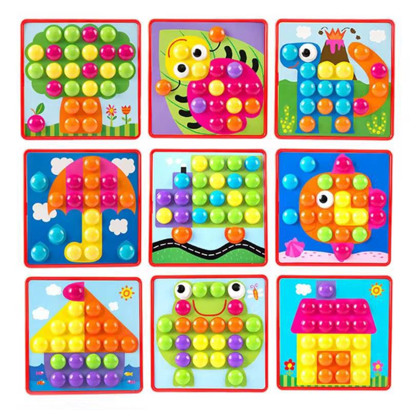 Puzzle De Botón Mosaico 12 Láminas Juego Didáctico