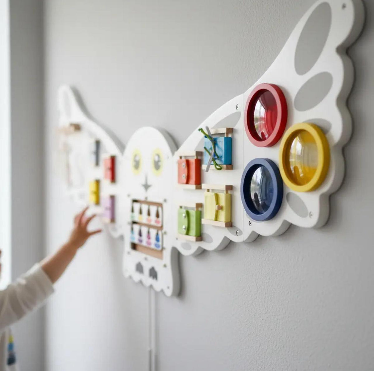 Juego Sensorial Madera Niño Panel Pared Buho Didáctico