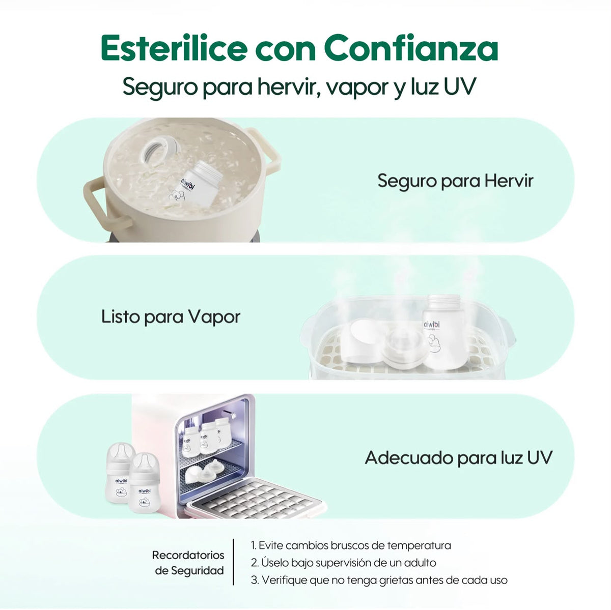 Mamadera Anticólico De Vidrio - Silicona Aiwibi 120ml