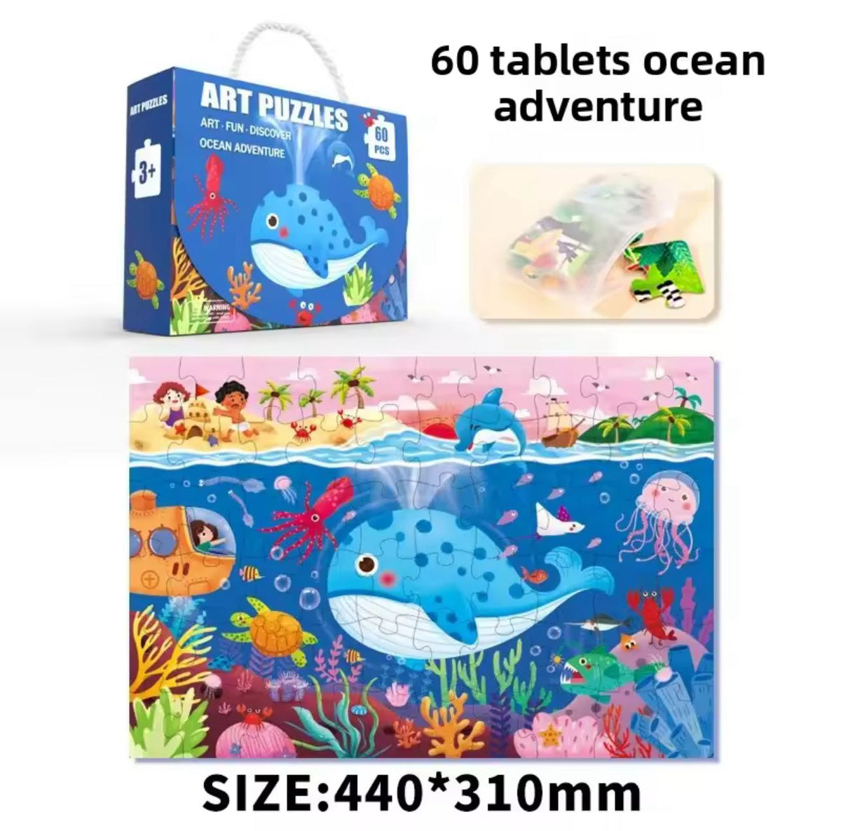Rompecabezas Puzzle Para Niños 60 Piezas Animales Marinos