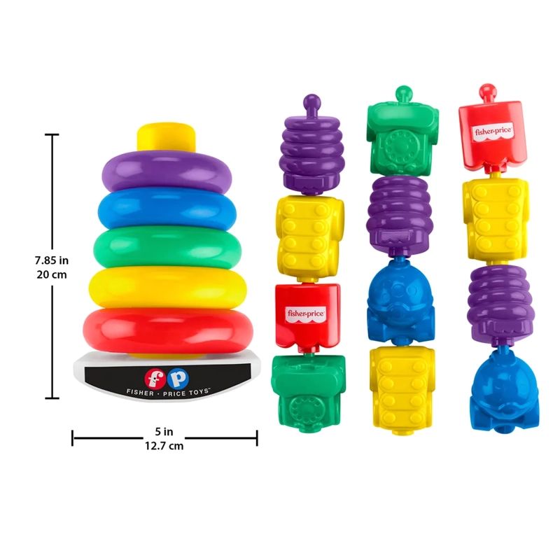 Kit Pila De Aritos Y Piezas Encaje Fisher Price Clásico