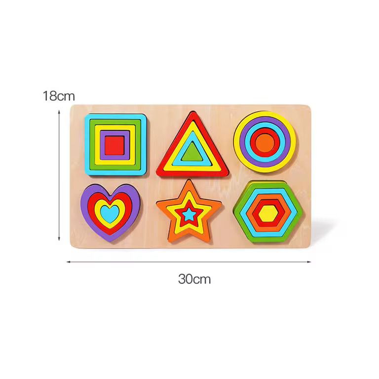 Tabla De Encaje Formas Geometricas Multicolor Madera