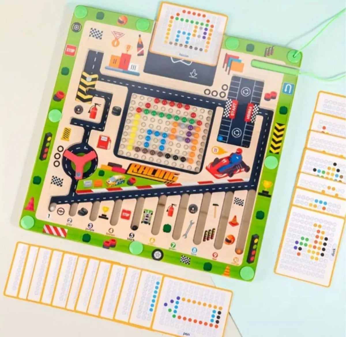 Tablero De Encaje Y Puzzle Magnetico Autos Juego Didactico