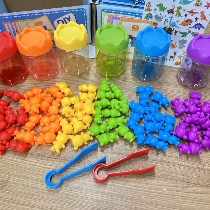 Juego De Clasificacion Colores -pinzas- Botellas Niños