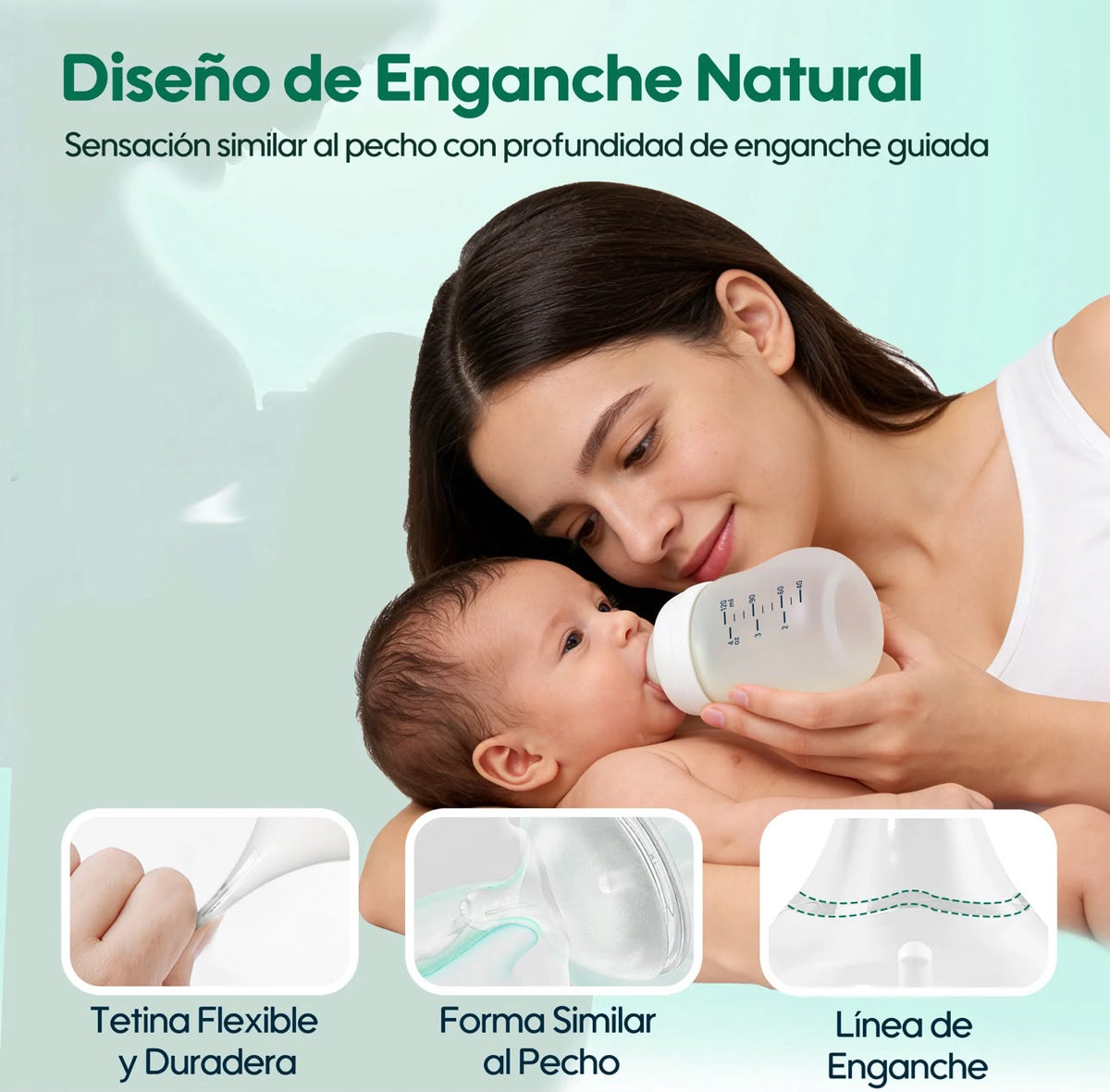 Mamadera Anticólico De Vidrio - Silicona Aiwibi 120ml
