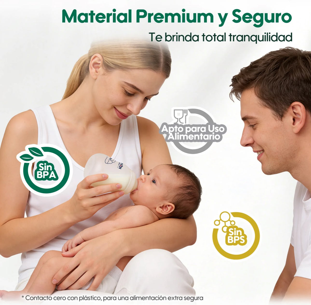 Mamadera Anticólico De Vidrio - Silicona Aiwibi 120ml