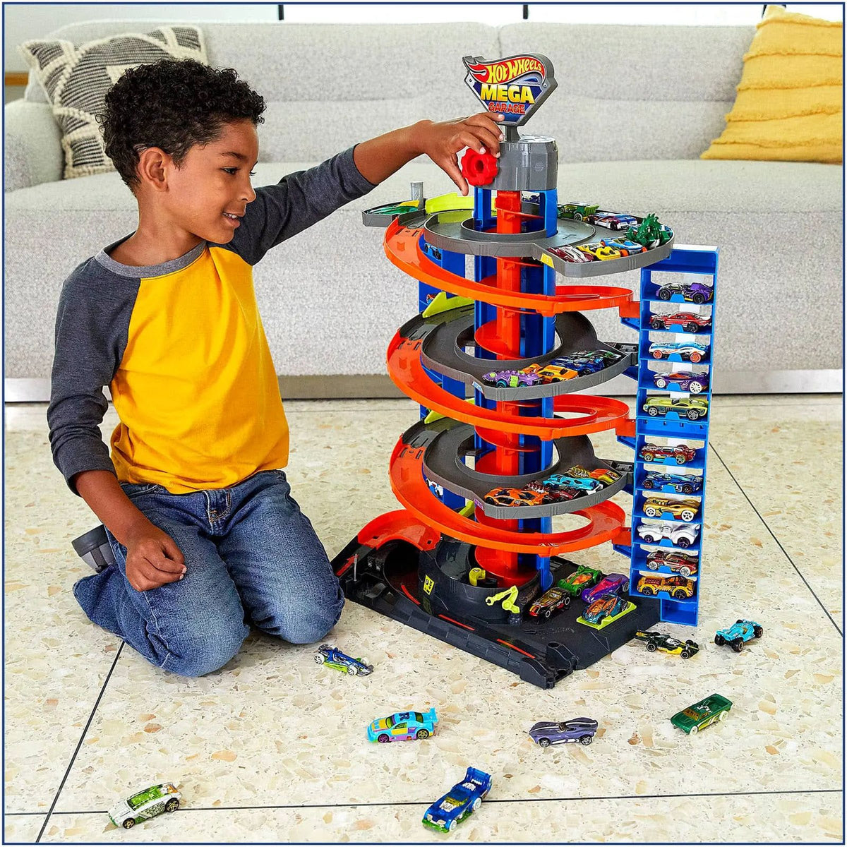 Mega Garage Pista De Juguete Con Un Auto Ascensor Giratorio
