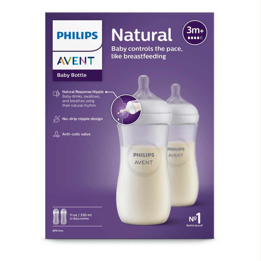 Pack 2 Mamadera Avent Natural Response 330ml Traslúcido