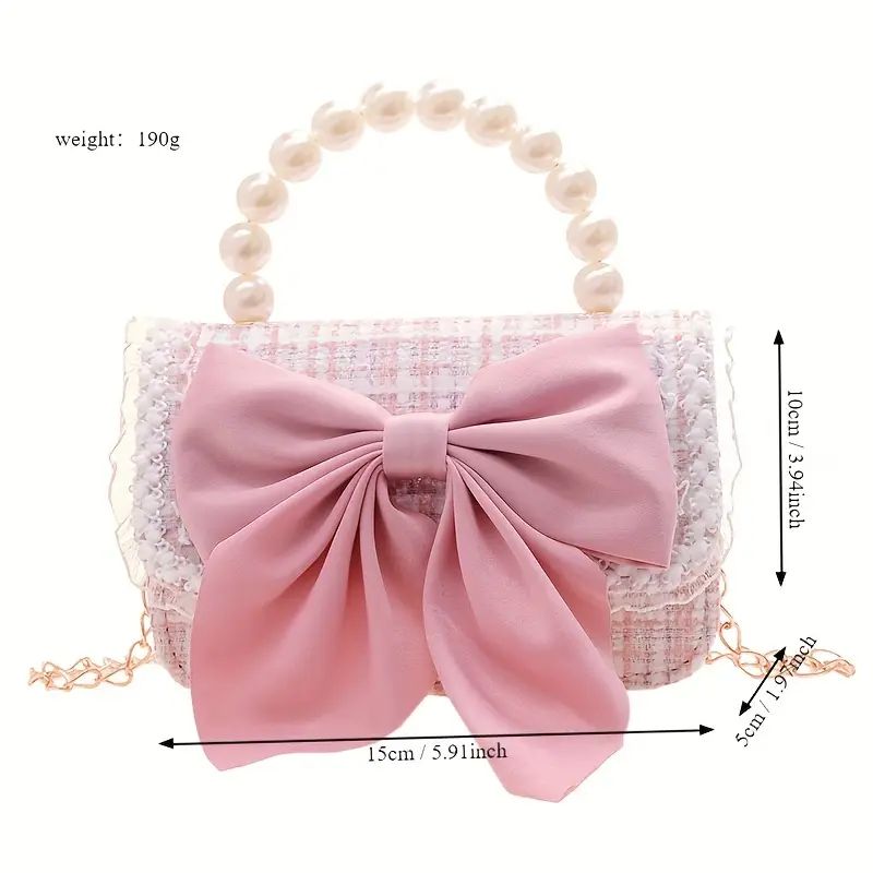 Cartera Bolso Lazo Rosado Para Niñas