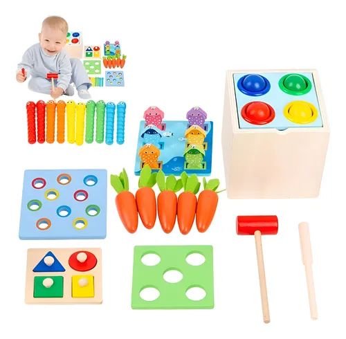Juego De Encaje- Pesca-pegatopo 5 En 1 Madera Niños