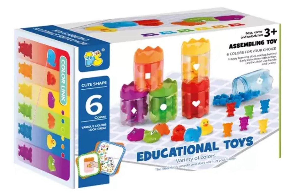 Juego De Clasificacion Colores -pinzas- Botellas Niños