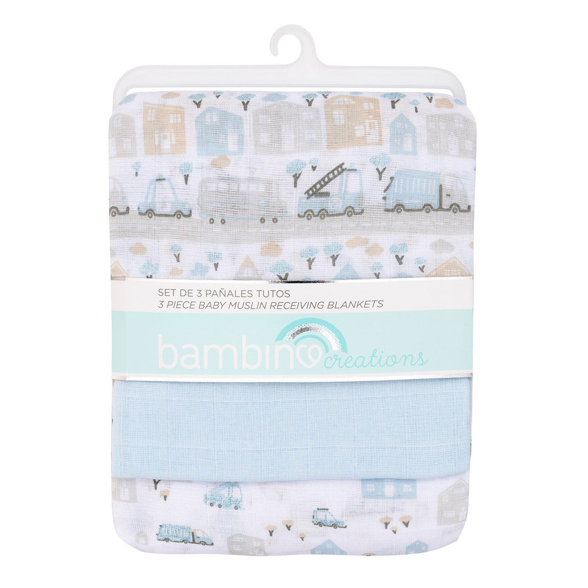 Set 3 Tutos Pañales Algodón Muselina Bebé Autos Bambino