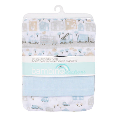 Set 3 Tutos Pañales Algodón Muselina Bebé Autos Bambino