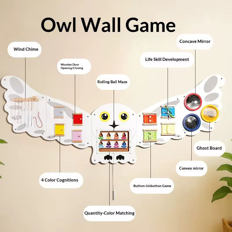 Juego Sensorial Madera Niño Panel Pared Buho Didáctico
