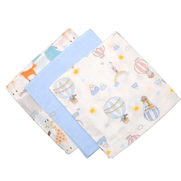 Pack 3 Tutos Infanti Algodón Muselina 75x75cm Celeste