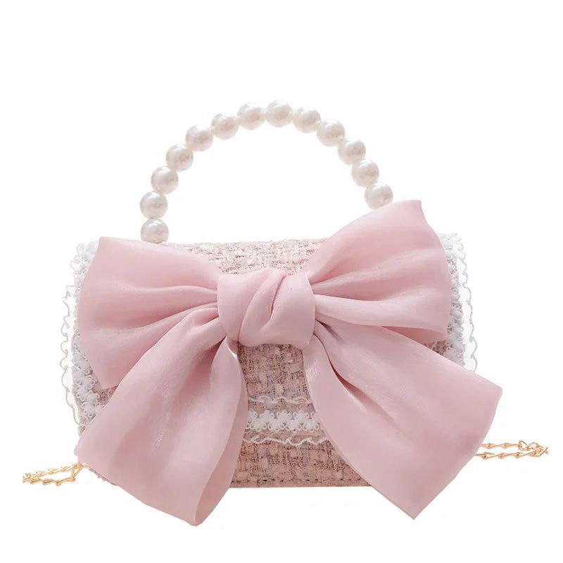 Cartera Bolso Lazo Rosado Para Niñas