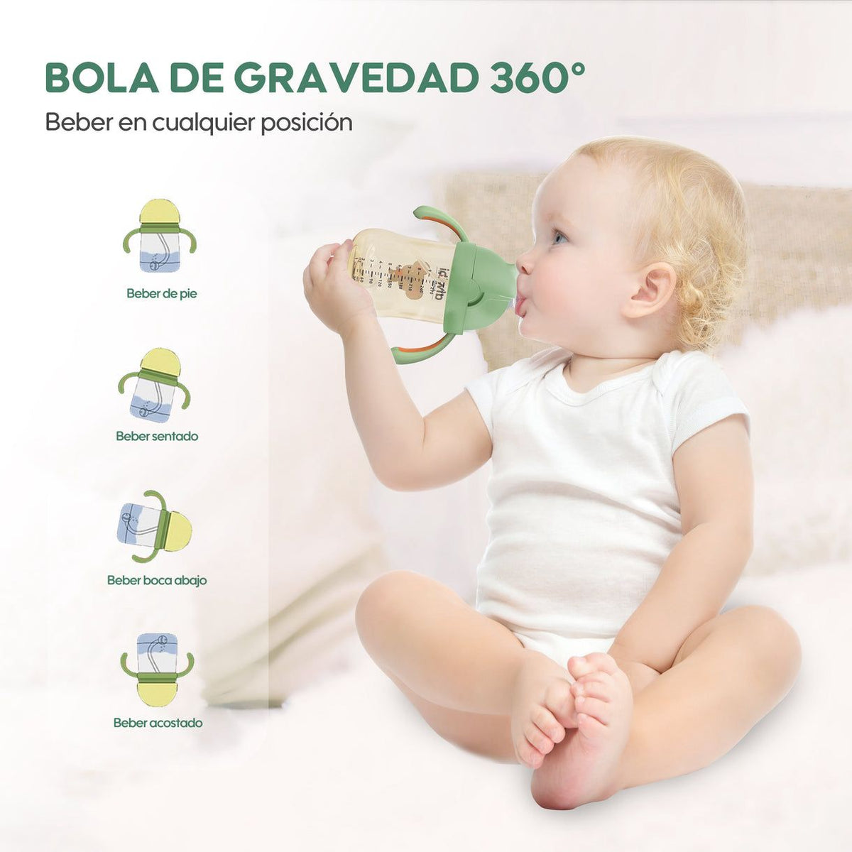 Botella Vaso De Agua Con Bombilla Bebés Aiwibi 300ml