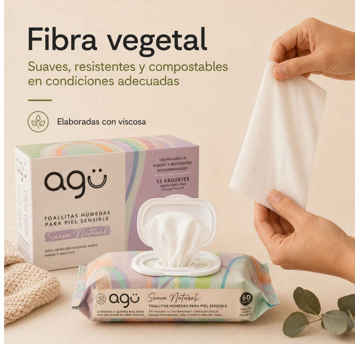 Toallas húmedas piel sensible Agü Cja 12x60unid