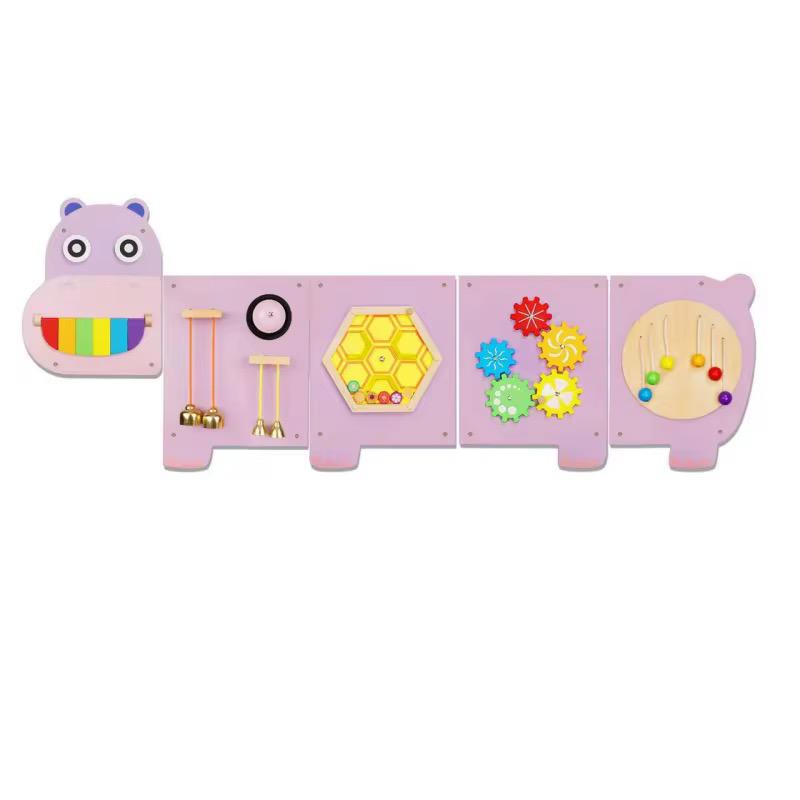 Juego Sensorial Madera Niño Panel Pared Hipopotamo Didáctico