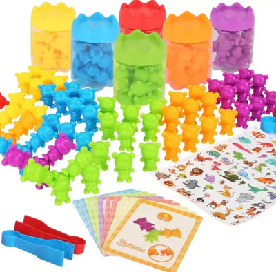 Juego De Clasificacion Colores -pinzas- Botellas Niños