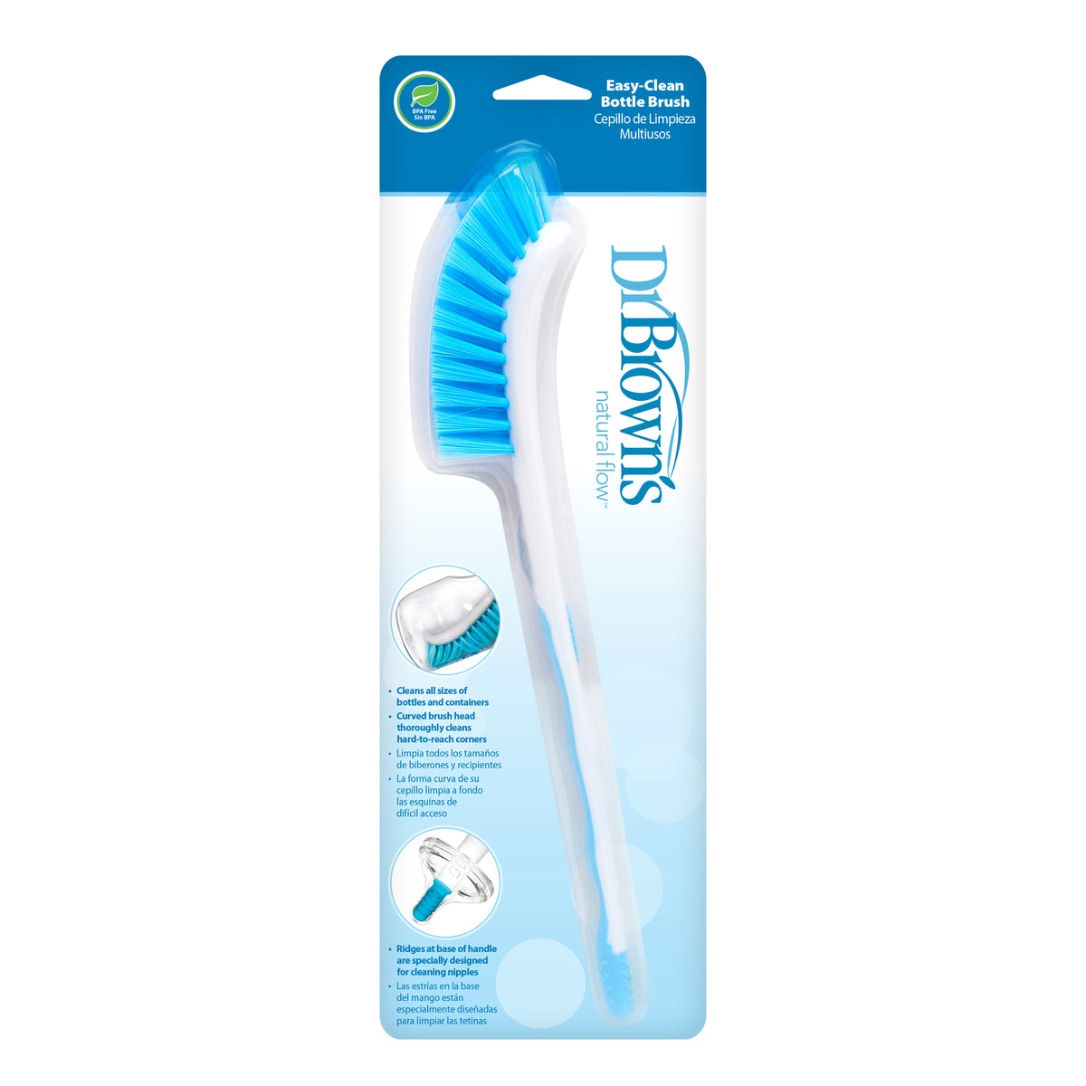 Cepillo limpiador para botellas y mamaderas Dr. Brown's azul