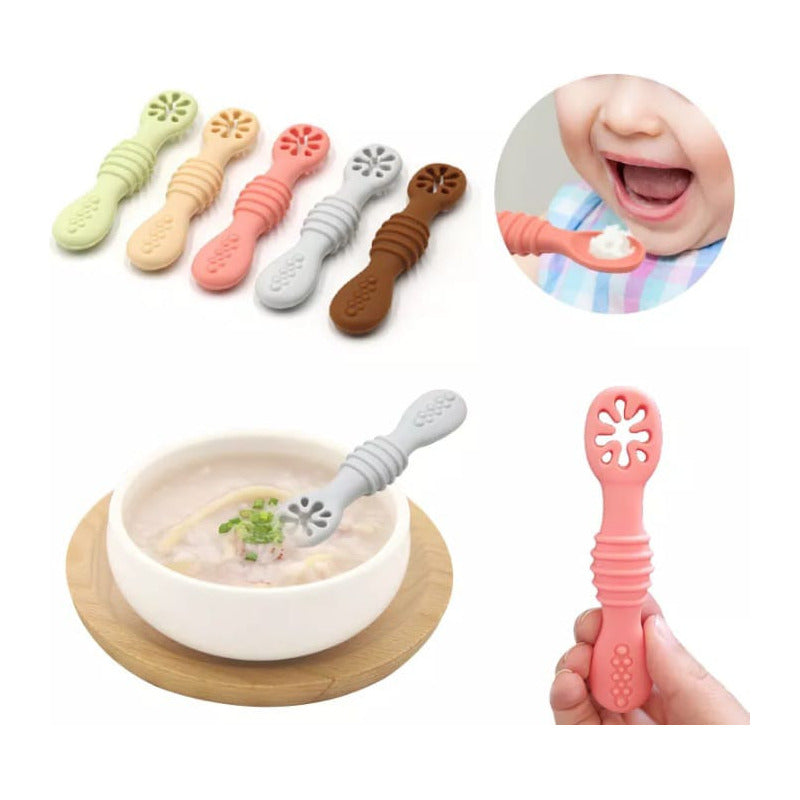 Set De Cucharas Silicona Aprendizaje Bebé Pre-cucharas
