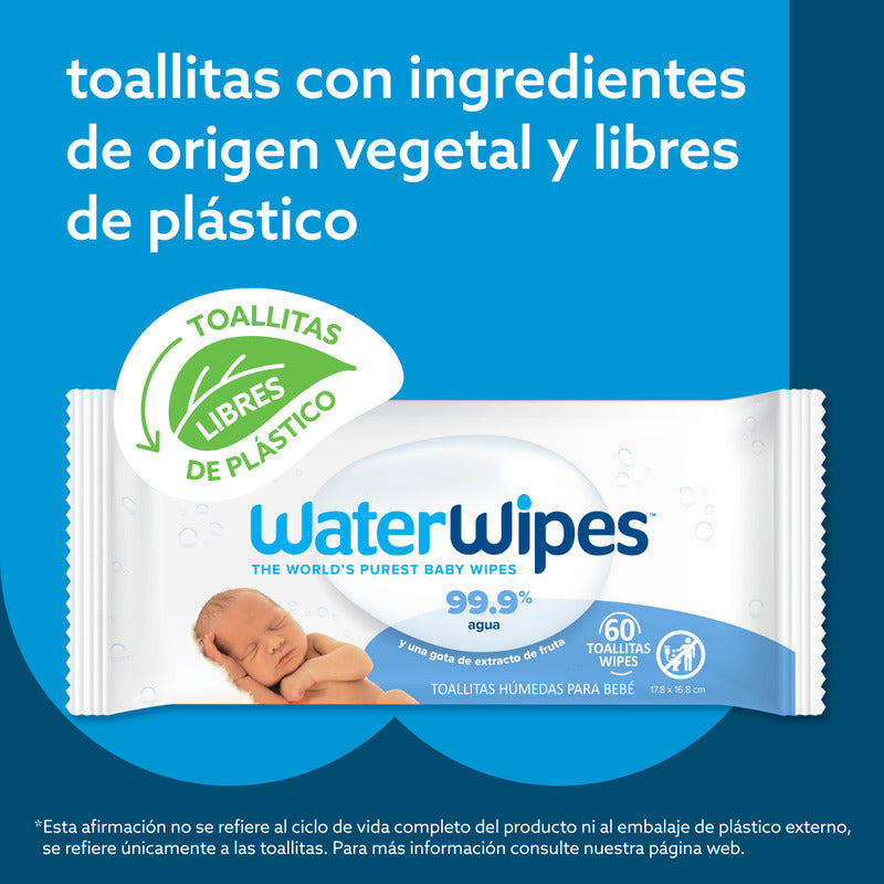Toallitas Húmedas Waterwipes 99,9% Agua Caja 12x60uns  Piel Sensible