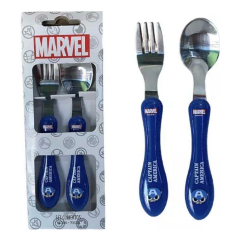 Set De Cubiertos Acero Cuchara Y Tenedor Super Héroes