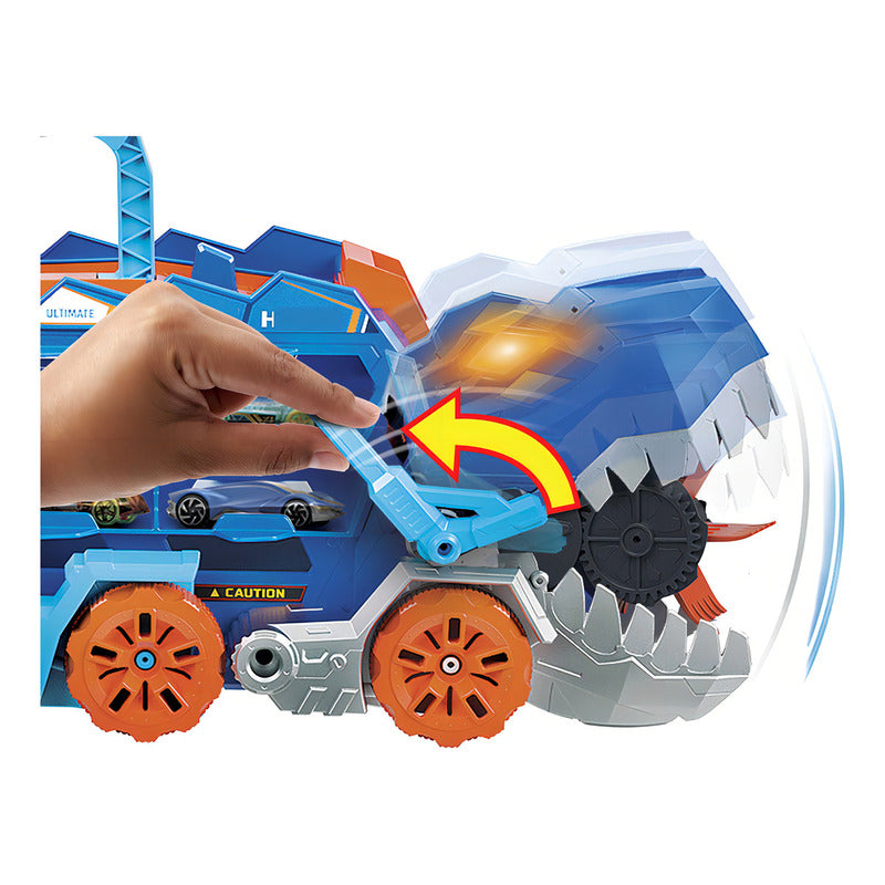 Hot Wheels City Pista De Juguete Súper Remolque T-rex Autos Multicolor