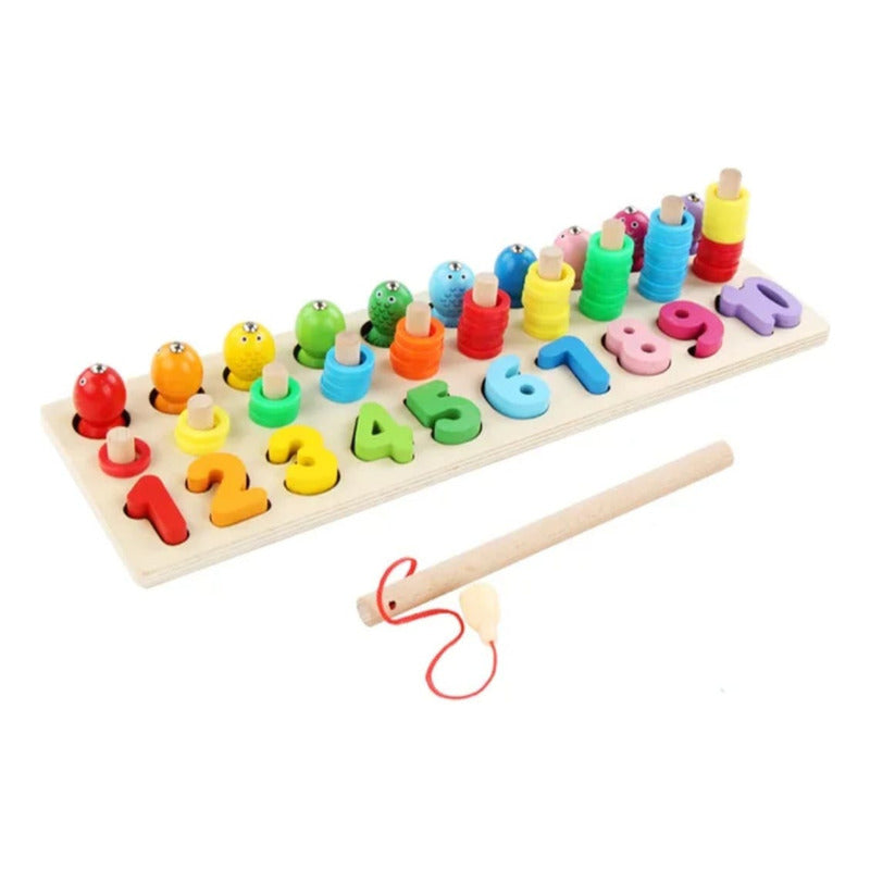 Juego De Encaje- Pesca -cuenta Madera Juego Didactico Niños