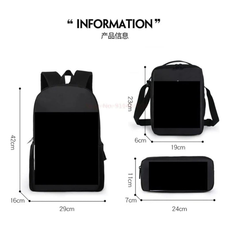 Mochila Escolar + Lonchera + Estuche Pikachu Niños