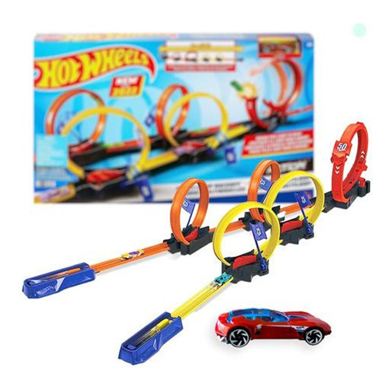 Pista Hot Wheels Multi Loop Stunt Tracks Incluye Auto