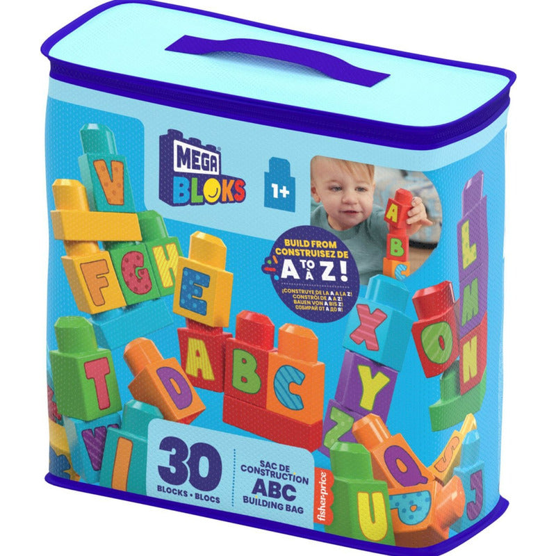 Mega Bloks Bloques Construcción Aprendizaje  30 Pzs + Bolsa 30 Letras
