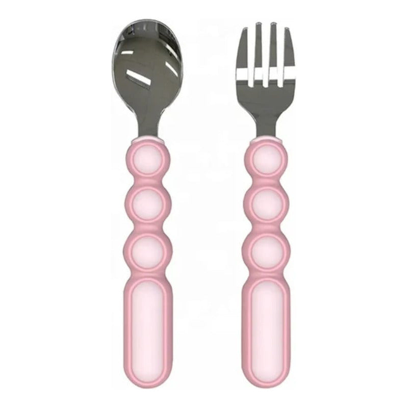Set Cubiertos Para Bebés Y Niños Flexibles (cuchara-tenedor)