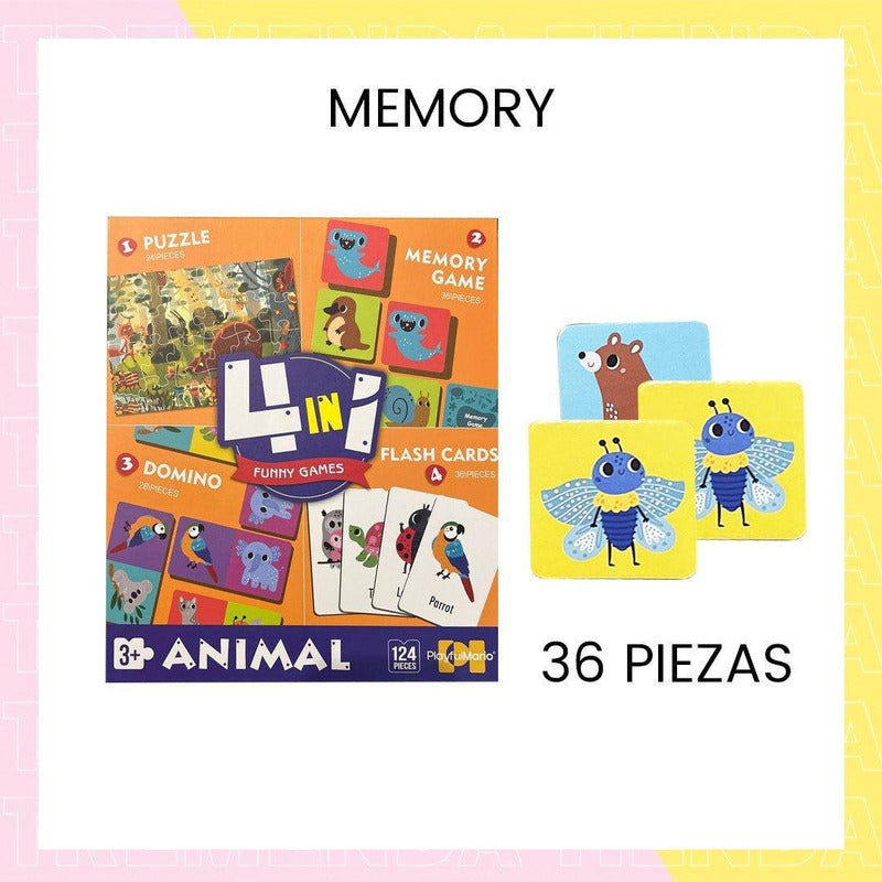 Juego De Mesa 4 En 1  Puzzle-memoria-domino-cartas Niños
